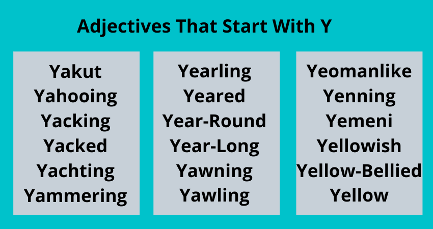 Adjectives that start with y