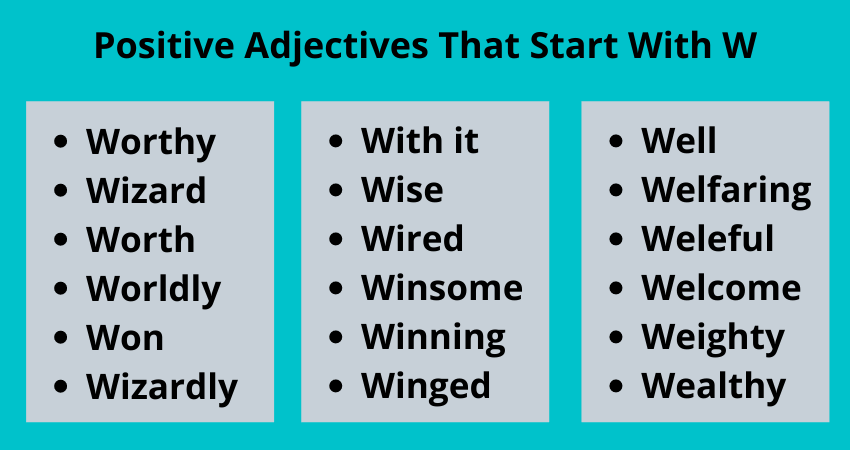 Positive Adjectives That Start With w